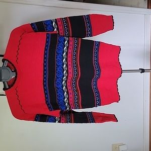 Vintage Men's Alberoy Sweater, Colors Red, Black and Blue, Size S, Made in U.S.A